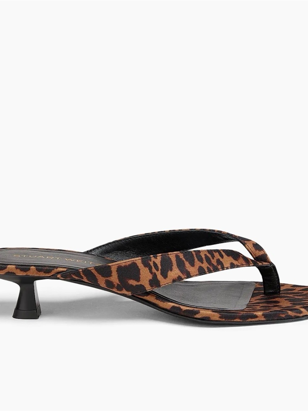 Stuart Weitzman Rio Leopard Print Kitten Heel Flip Flops - Brown - Picture 2 of 8